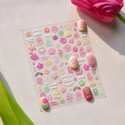 Wealthy Rich Snake Flower Coin Yuanbao Good Luck Blessing Fu Character Self Adhesive Nail Art Stickers Rhinestone Manicure Decal (ONLINE ORDER ONLY)