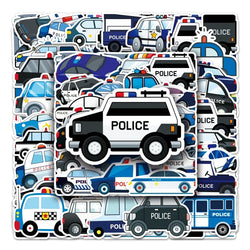 Cartoon Police Stickers for Toy Car DIY Gift Wall Decals Luggage Bike (Online Order Only)