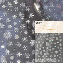 Flying Snowflakes Cold Winter Geometric Hexagon Star Romantic Adhesive Nail Art Stickers Embossment Rhinestone Manicure Decals (ONLINE ORDER ONLY)