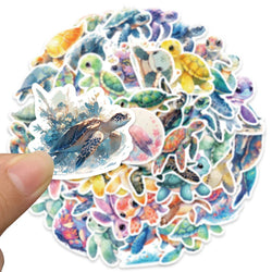 50pcs Cute Cartoon Sea Turtle Animal Stickers Pack Waterproof Graffiti For Laptop Water Bottle Guitar Luggage Vinyl Decals (ONLINE ORDER ONLY)