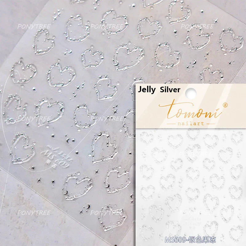 Lovely Heart Strawberry Cherry Bowknot Lace Lolita Crystal Rhinestone Line Rococo Chic Adhesive Nail Art Sticker Manicure Decals (ONLINE ORDER ONLY)