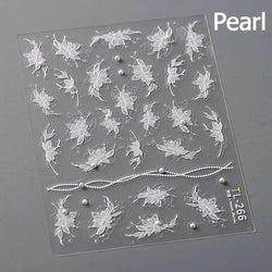 Charming Dreamy Shiny Jelly Blue Gradient Lily Flowers Rose Petal White Dot Chinese Colorful Nail Art Stickers Manicure Decals (ONLINE ORDER ONLY)