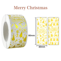 120PCS Merry Christmas Stickers Rectangle Holiday Decorative Presents Labels Decals Christmas For Business Package Gift Wrapping (Online Order Only)