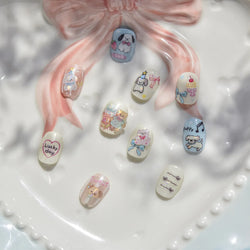 Lovely Animals Cat Dog Bear Party Puppy Kitten Cake Bowknot Flower Love Heart Lace Gird Adhesive Nail Art Sticker Manicure Decal (ONLINE ORDER ONLY)