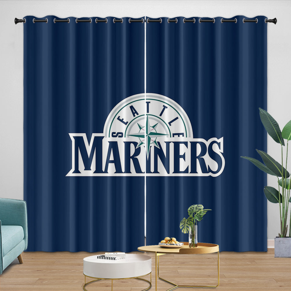 Seattle Mariners Curtains Blackout Window Drapes Room Decoration (Online Order Only)