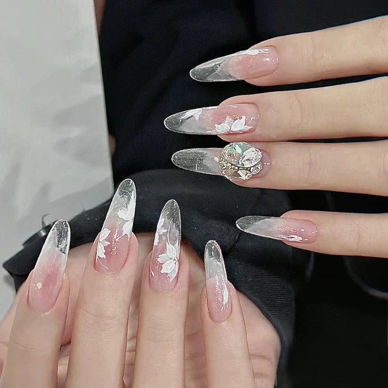 10 Rolls White Flower Petal Butterfly Design Nail Foil Transfer Stickers Glossy Glitter Nail Art Supplies for Women & Girls DIY* (ONLINE ORDER ONLY)