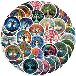 50pcs Tree Of Life Cartoon Stickers Aesthetic Plant Stickers Christmas Gift Kids Toys Phone Decals Laptop Stickers (Online Order Only)