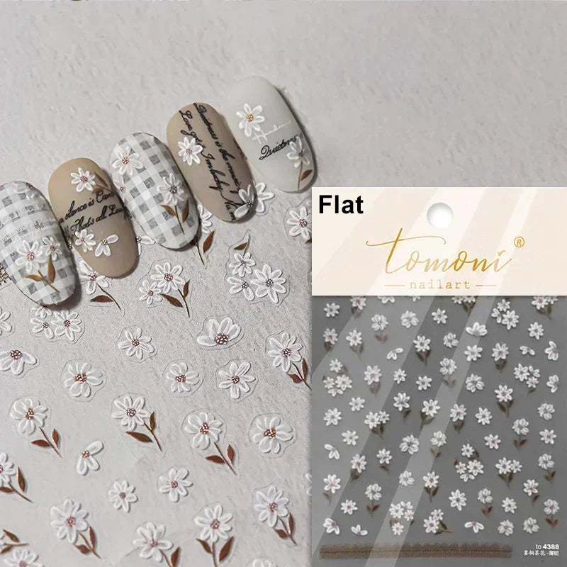 Hummingbird Iris Butterfly Peony Rose Tulip Daisy Lily Flowers Morning Glory Pearl Rhinestones Nail Art Sticker Decoration Decal (ONLINE ORDER ONLY)