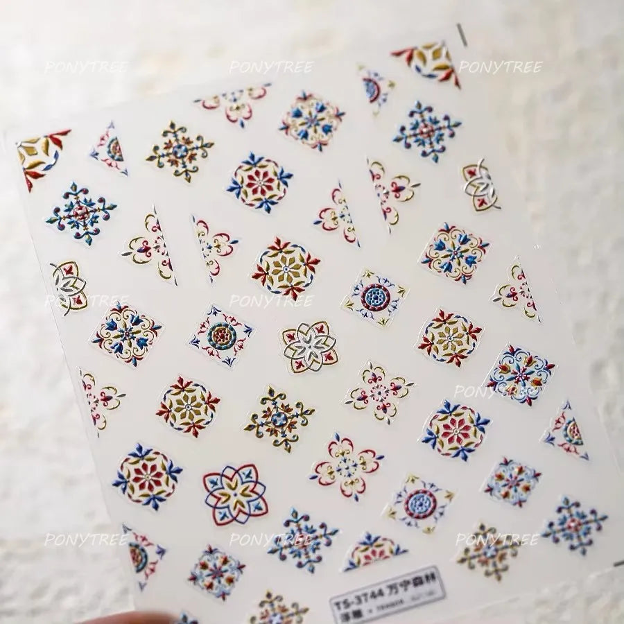 Black White Pearl Lace Butterfly Cross Retro Figure Flower Symmetric Self Adhesive Nail Art Stickers  Manicure Decals Wholesale (ONLINE ORDER ONLY)