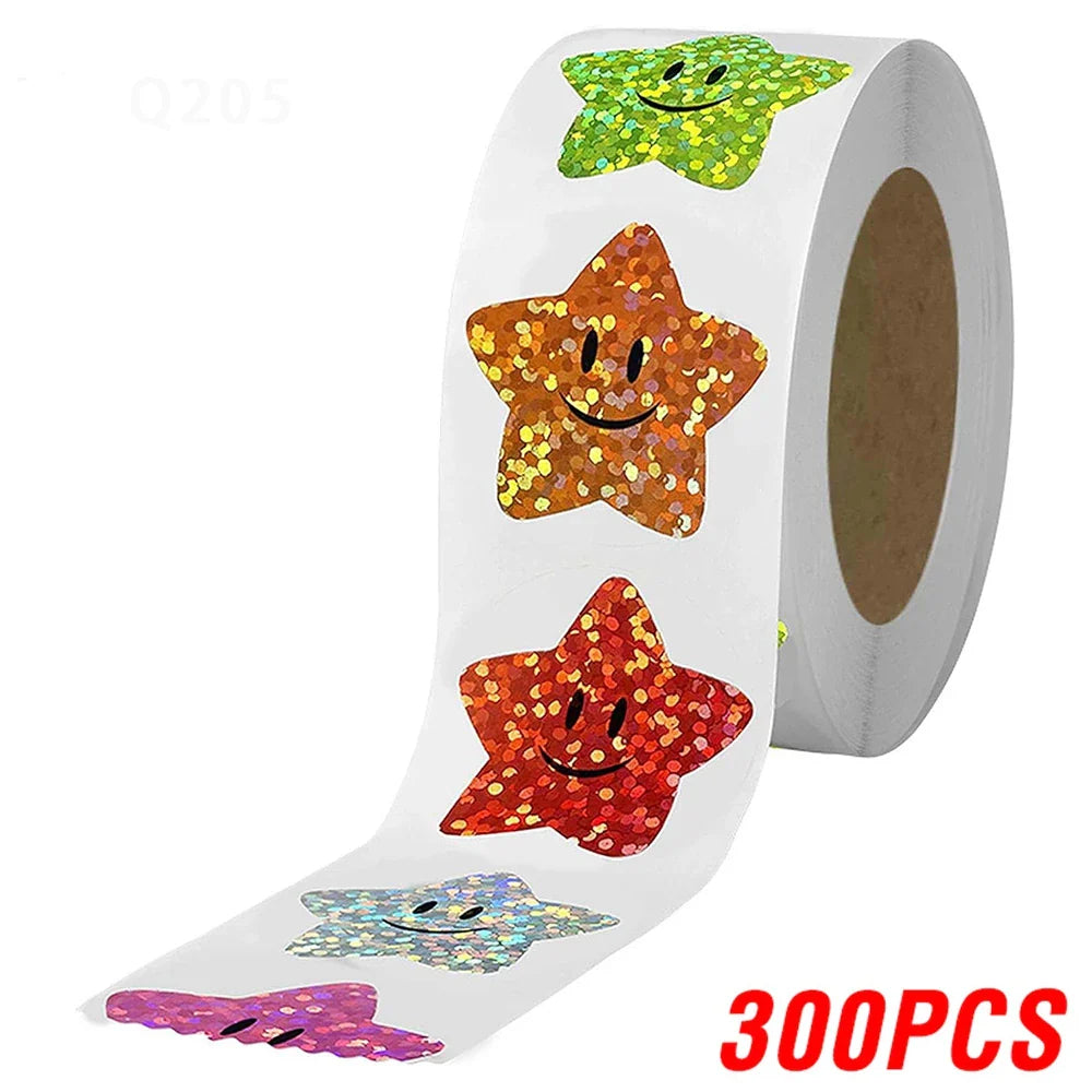 100-500pcs Glitter Star Stickers for Kids School Teacher Reward Sticker Party Decor Small Business Label Scrapbooking Stickers (Online Order Only)