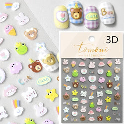 Charming Cherry's Cake Cute Bowknot Pink Blue Bear Flower Bouquet Strawberry Adhesive Nail Art Sticker Rhinestone Manicure Decal (Online Order Only)