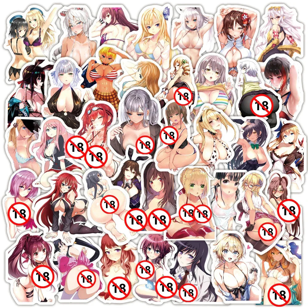 10/30/50PCS Anime Hentai Waifu Girl Stickers for Laptop Motorcycle Guitar DIY Graffiti Decals Sexy Girls Sticker Toys Wholesale (Online Order Only)