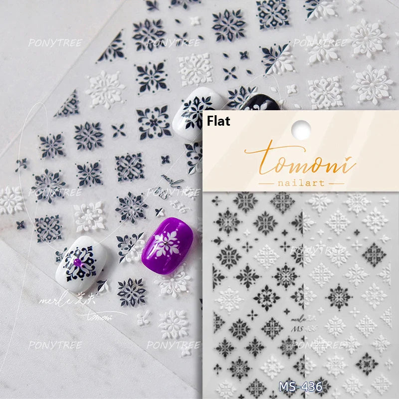Gold Stamped Silver Totems Geometric Patterns Figure 5D Self Adhesive Nail Art Stickers Stars Bohemia Manicure Decals Wholesale (Online Order Only)