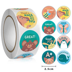 100-500pcs Cartoon Cat Stickers Round Adhesive Labels For Kids Children Teacher Prize Business Gift Wraps Decorative Stickers (ONLINE ORDER ONLY)