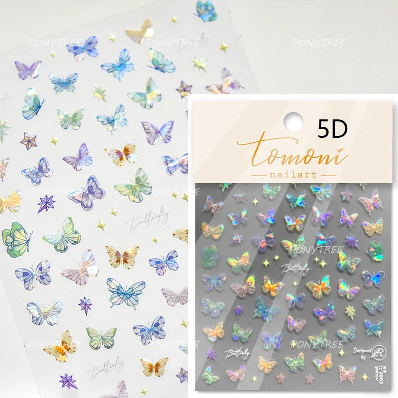 Dreamy Moon Stars Love Heart Butterfly Bowknot Lace Shiny Starburst Ribbon Delicate Adhesive Nail Art Stickers Manicure Decals (Online Order Only)