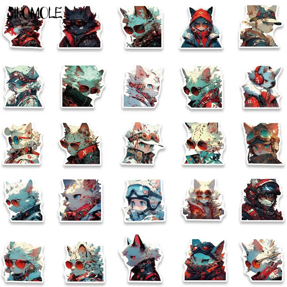 10/30/50PCS Cartoon Anime Cyberpunk Cat Anime Graffiti Stickers Kawaii DIY Travel Luggage Guitar Fridge Laptop Sticker Kid Decal (ONLINE ORDER ONLY)