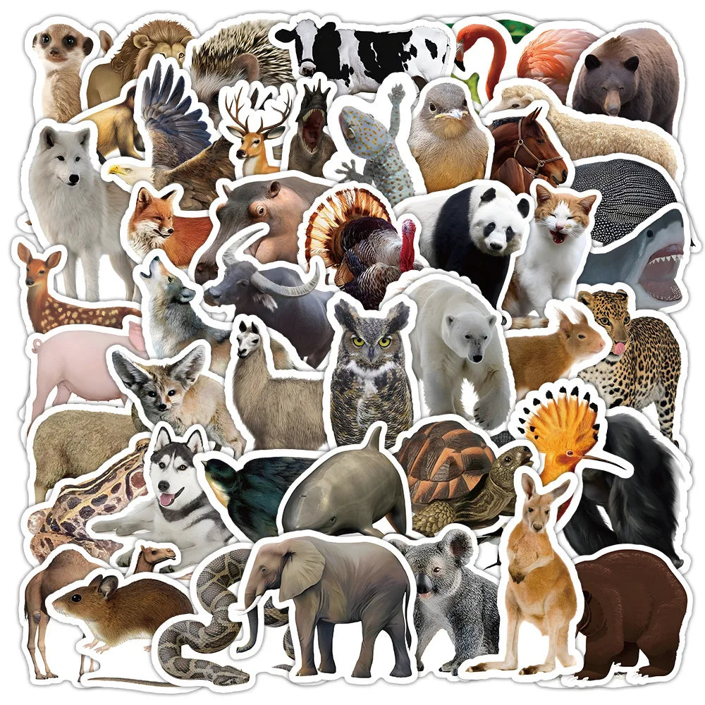 Mixed Jungle Animal Stickers 10/25/50pcs for Kids DIY Scrapbooking Water Bottle Phone Fridge (Online Order Only)