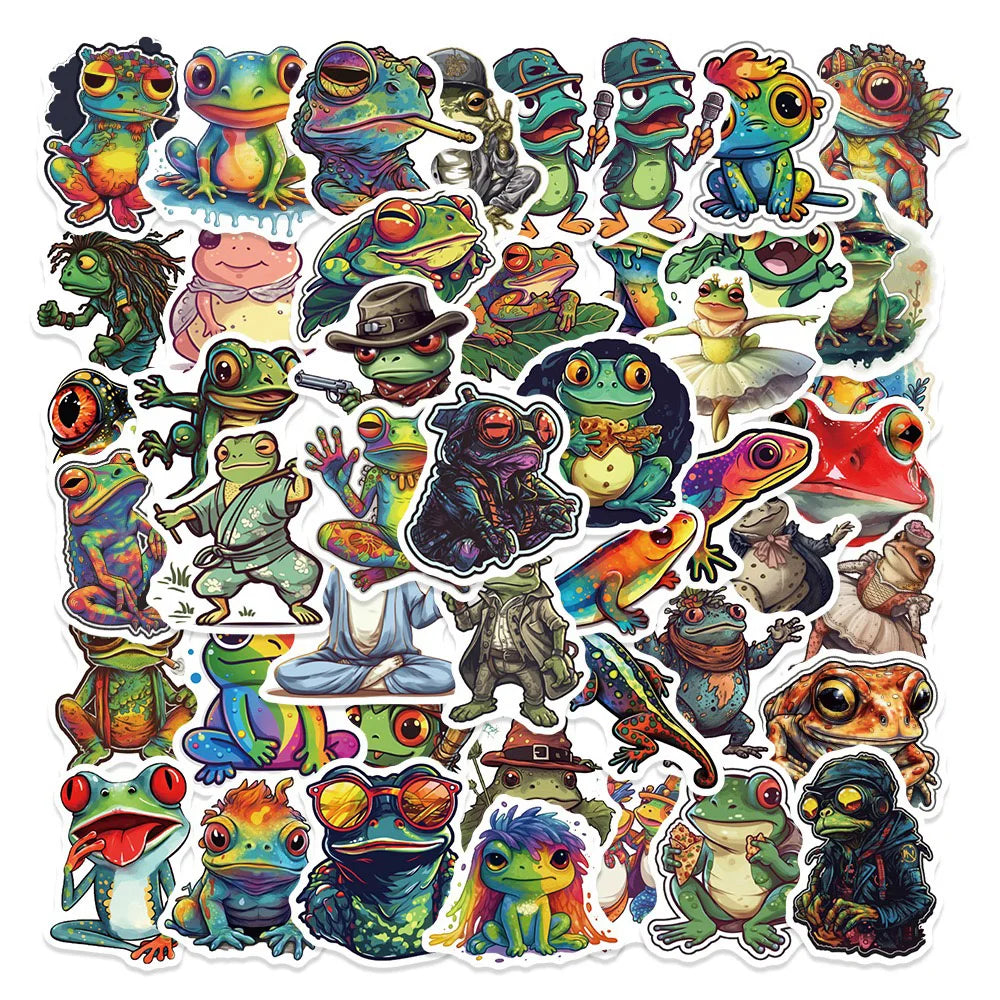 10/30/51PCS Colorful Psychedelic Frog Cartoon Stickers DIY Laptop Luggage Skateboard Graffiti Decals Fun for Kid Toys Gift (ONLINE ORDER ONLY)
