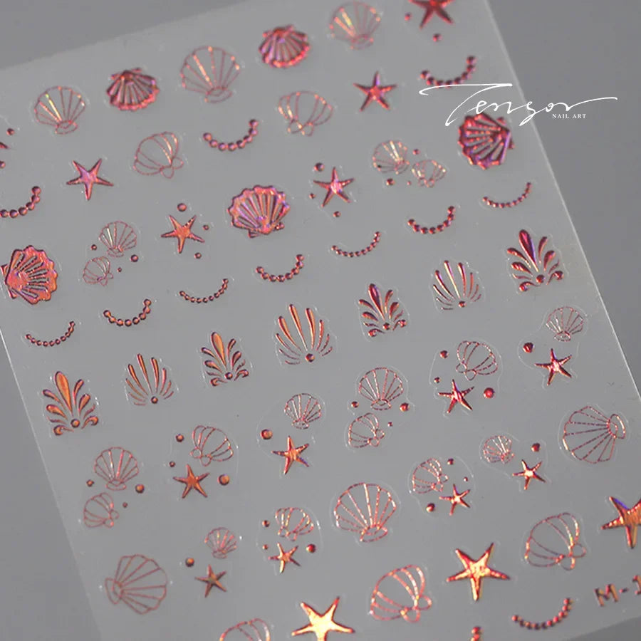 Shiny Laser Constellation Totem Pink Blue Gold Silver Shell Starfish Moon Star 3D Self Adhesive Nail Art Sticker Manicure Decals (ONLINE ORDER ONLY)