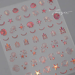 Shiny Laser Constellation Totem Pink Blue Gold Silver Shell Starfish Moon Star 3D Self Adhesive Nail Art Sticker Manicure Decals (ONLINE ORDER ONLY)