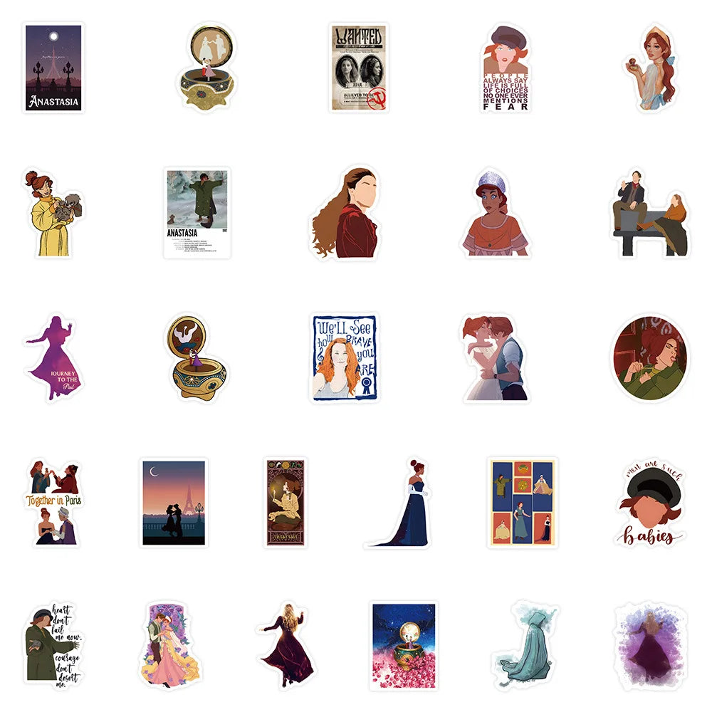 10/30/54PCS Anastasia Stickers Healing Movies Cartoon Sticker Graffiti Toy Luggage Laptop Phone Guitar Car Bike Skateboard Decal (ONLINE ORDER ONLY)