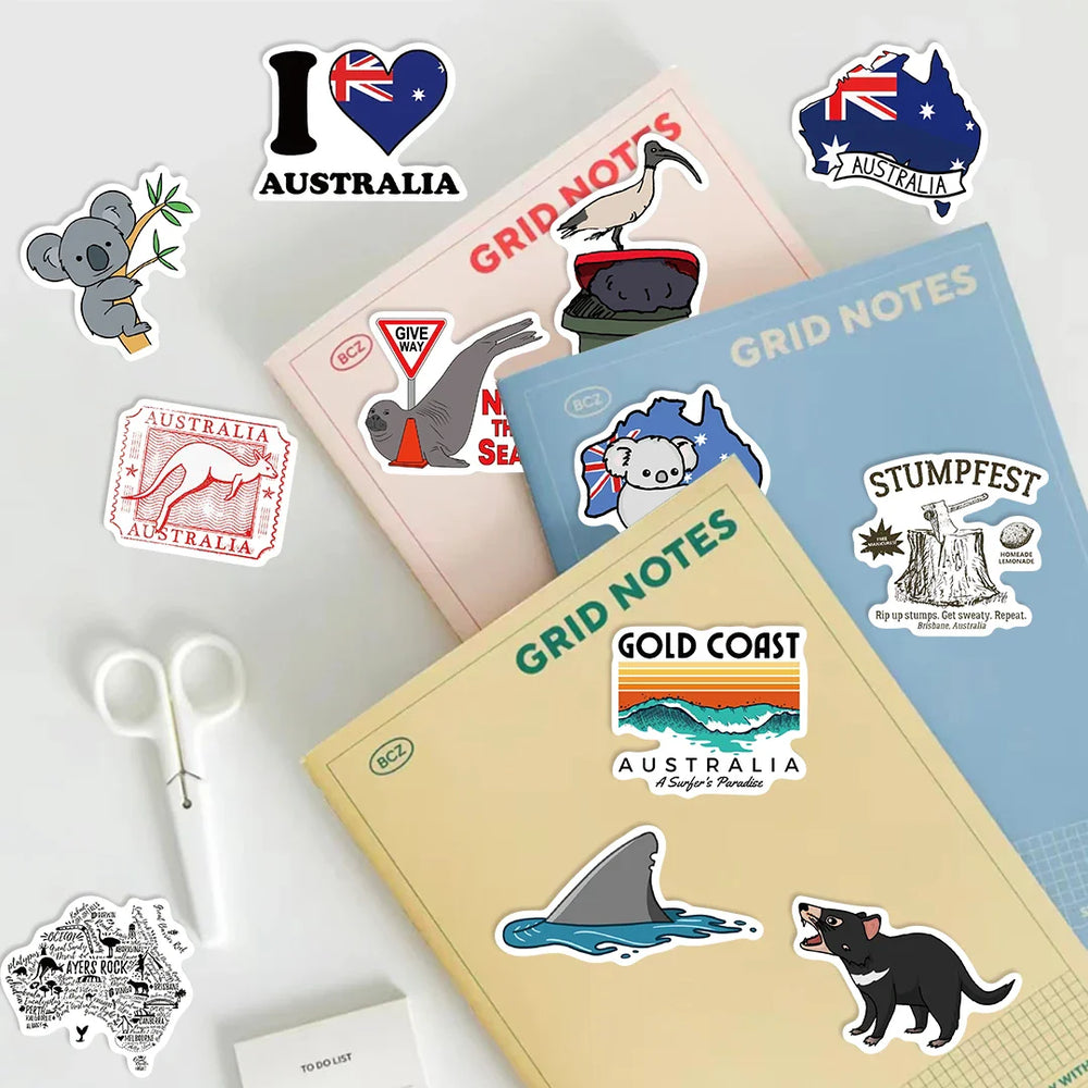 50PCS Travel City Australia Landscape Stickers Decal DIY Phone Laptop Guitar Stationery Scrapbook Skateboard Toy Sticker (ONLINE ORDER ONLY)