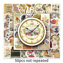 50pcs Retro Flower Graffiti Stickers for Helmet, Wall, DIY Decoration Wholesale (Online Order Only)