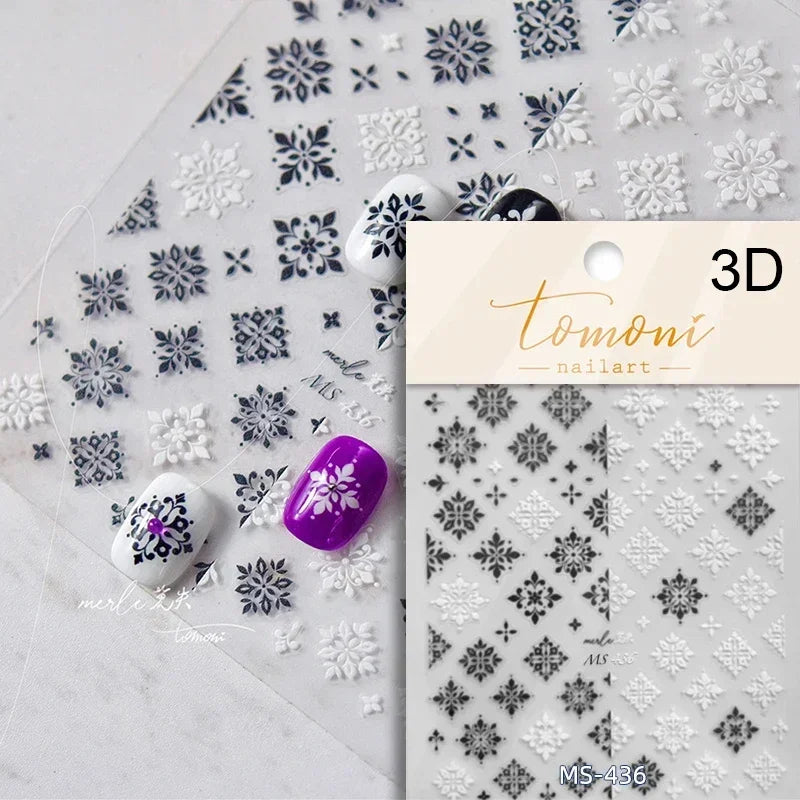 Bronzing Jelly Laser Snowflake Christmas Hot 5D Soft Embossed Relief Self Adhesive Nail Art Decoration Sticker 3D Manicure Decal (ONLINE ORDER ONLY)