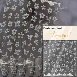 Delicate Dreamy Petal Star Tulip Flower Purple Bowknot Butterfly Illusion Chic Relief Adhesive Nail Art Stickers Manicure Decals (Online Order Only)