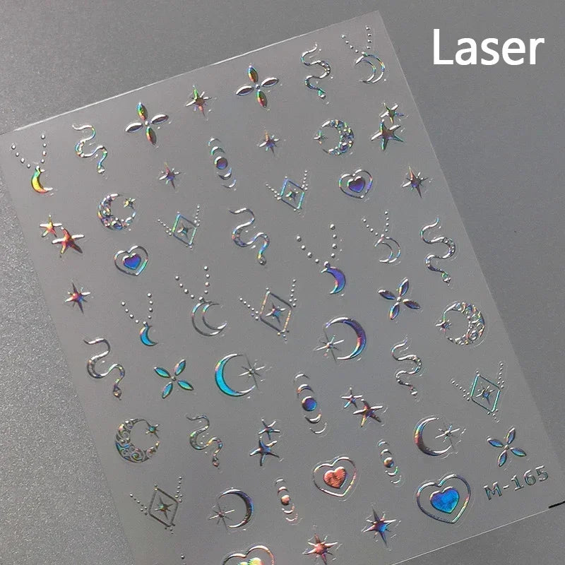 Shiny Laser Constellation Totem Pink Blue Gold Silver Shell Starfish Moon Star 3D Self Adhesive Nail Art Sticker Manicure Decals (ONLINE ORDER ONLY)