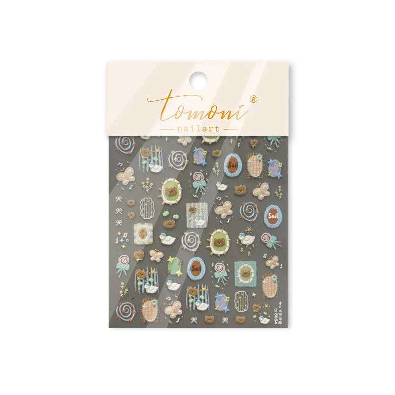 Bear Star Bowknot  Duck Cherry House Mini Flower Butterfly Line Bow Tie Apple Gird Cute Chic Nail Art Stickers Manicure Decals (ONLINE ORDER ONLY)