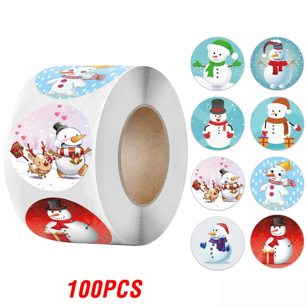 100-500pcs Merry Christmas Gift Decorative Stickers Round Thank You Labels Handmade Candy Biscuits Package Christmas Sticker (ONLINE ORDER ONLY)