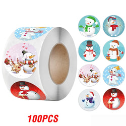 100-500pcs Merry Christmas Gift Decorative Stickers Round Thank You Labels Handmade Candy Biscuits Package Christmas Sticker (ONLINE ORDER ONLY)
