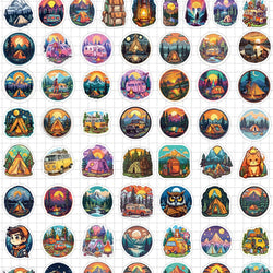 10/30/50/100pcs Mountain Camping Sunrise and Sunset Peaceful Sticker Packs (ONLINE ORDER ONLY)