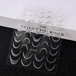 1pc 3D Gradient French Nail Stickers with Crown & Tassel Design Gold Silver Lines Self-Adhesive Nail Art Waterfall Manicure Foil (Online Order Only)