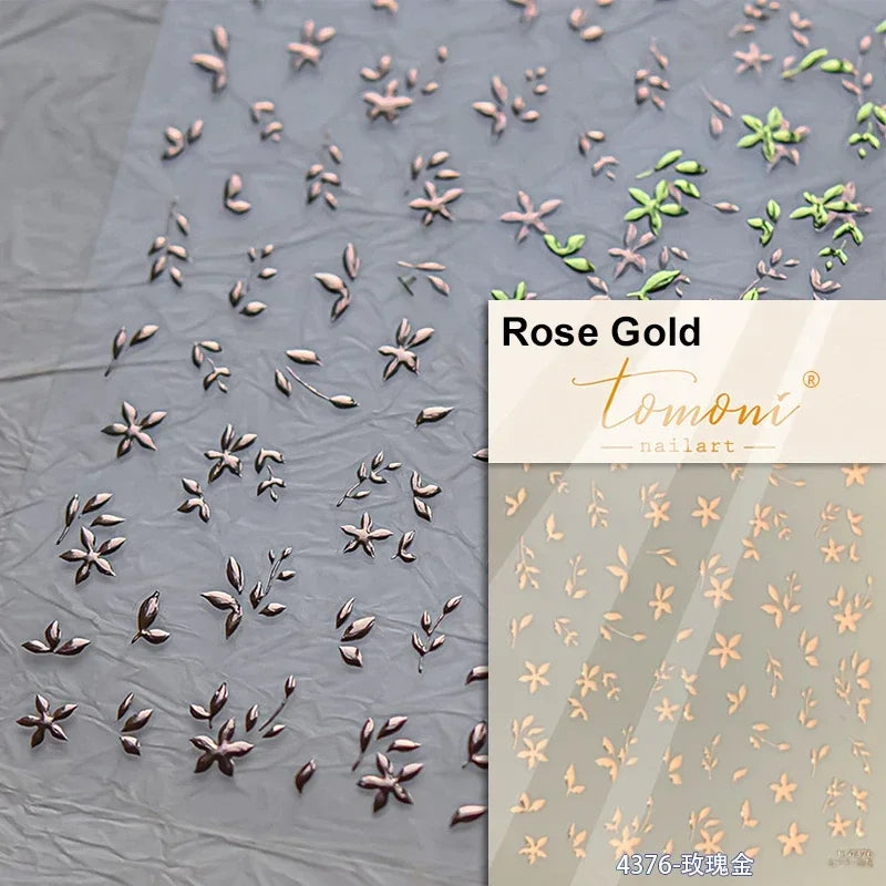Autumn Fall Maple Leaves Ginkgo Leaf Osmanthus Chrysanthemums Rabbit Bunny Plant Flower Relief Nail Art Sticker Decoration Decal (ONLINE ORDER ONLY)