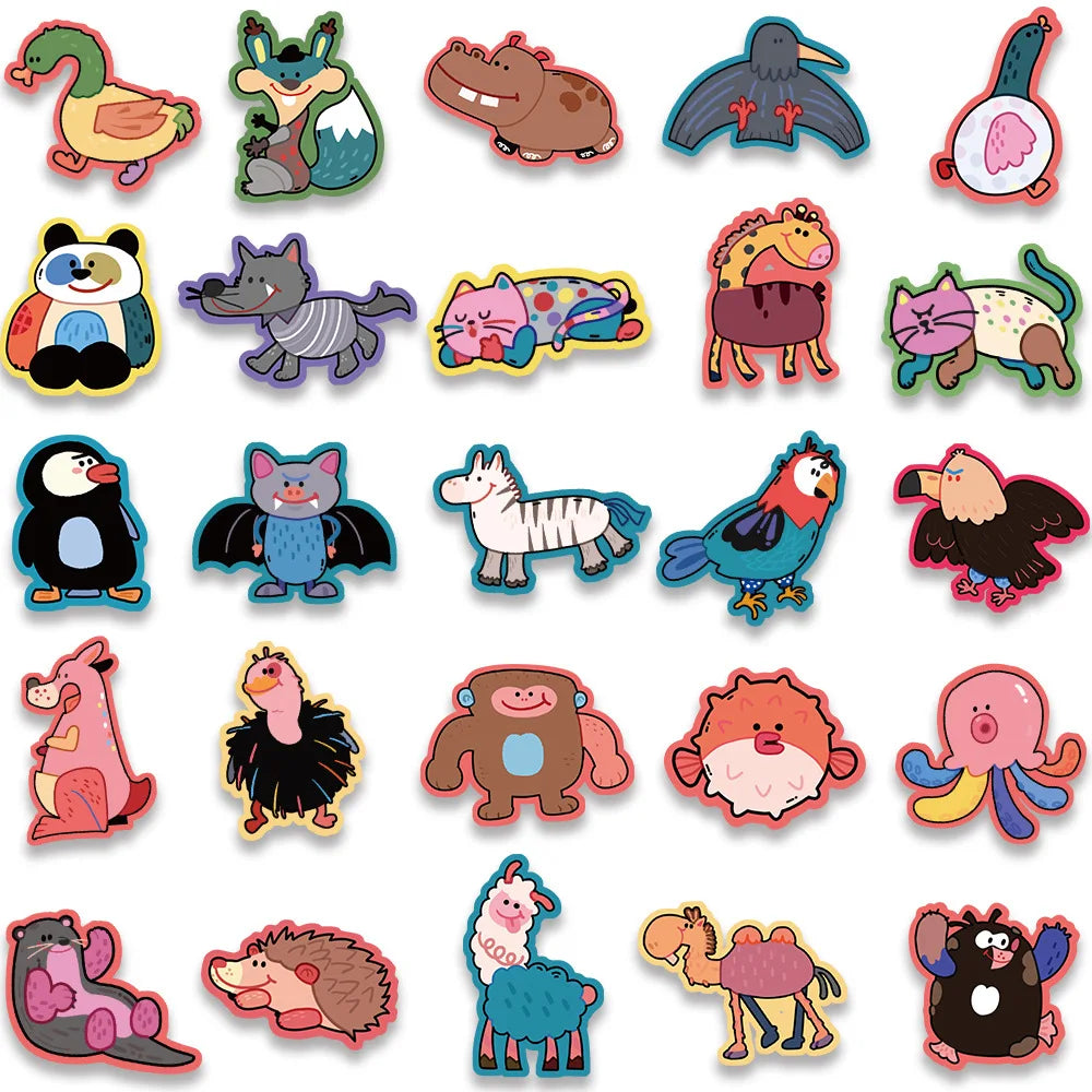 10/30/50PCS Cute Cartoon Animal Stickers Toys Funny Zoo Decals For Kids DIY Notebook Luggage Phone Laptop Car Waterproof Sticker (ONLINE ORDER ONLY)