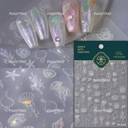 Beach Colourful Conch Dolphin Shell Starfish Jellyfish Star Summer Sea Wave Vacation Mode Water Bubble Nail Art Stickers Decals (Online Order Only)