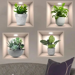 Floral Green Flower Pot Self-adhesive Wall Stickers Removable Home Decor (Online Order Only)
