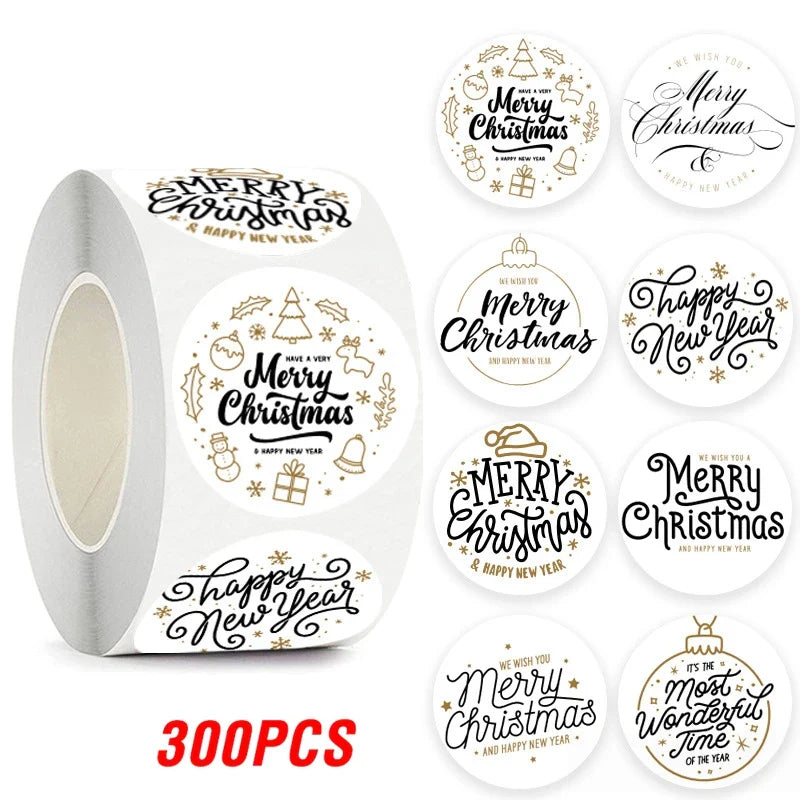 100-500pcs Merry Christmas Sticker Holiday Party New Year Decoration Gift Box Seal Sticker Baking Label Packaging Sticker (ONLINE ORDER ONLY)