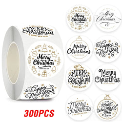 100-500pcs Merry Christmas Gift Decorative Stickers Round Thank You Labels Handmade Candy Biscuits Package Christmas Sticker (ONLINE ORDER ONLY)