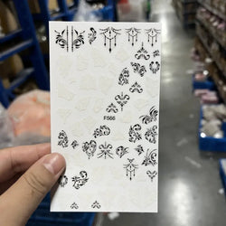 1PC Lace Flower Leaf Nail Sticker Geometric Line Leaf Floral Nail Art Decal Abstract Elegant Black White Pattern Nail Decoration (ONLINE ORDER ONLY)
