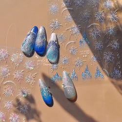 Colorful Fireworks Blooming Castle Romantic Brilliant Sky Self Adhesive Nail Art Stickers Star Shiny Rhinestone Manicure Decals (Online Order Only)