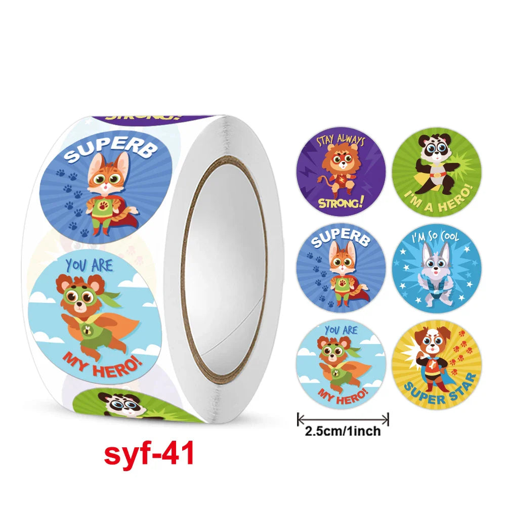 New  Sticker  Dog Cat Kids Reward Sticker Yellow Labels Happy Animal dog   Sticker Kids Toys School Teacher Student Stationery (Online Order Only)
