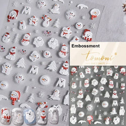 Dressy Embossment Colorful Gradient Snowflakes Laser Silver Christmas Tree Winter Bowknot Santa Nail Art Stickers Manicure Decal (Online Order Only)