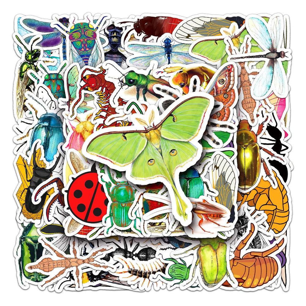 50Pcs Insect Cartoon Waterproof Vinyl Stickers for Skateboard Snowboard (Online Order Only)