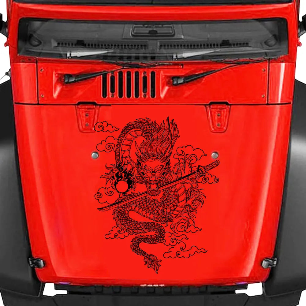 Japane Anime Detachment Car Sticker For Katana And Black Dragon Decoration Movement Style Die Cutting Waterproof PVC Vinyl Decal (ONLINE ORDER ONLY)