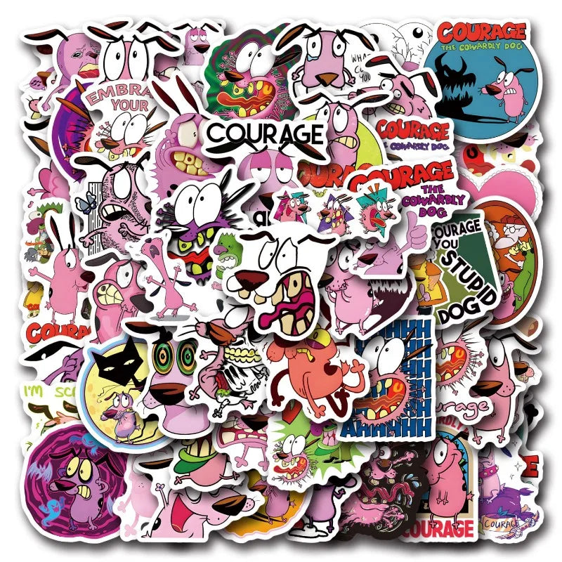 55pcs Courage the Cowardly Dog Stickers for Luggage, Water Bottles, Phones, Laptops, Scooters, Refrigerators (Online Order Only)