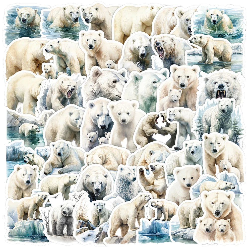 Polar Bear Stickers Pack - Cute Animal Decals for Luggage, Laptop, Guitar, Car, Bike, Skateboard, Kids Toys (ONLINE ORDER ONLY)