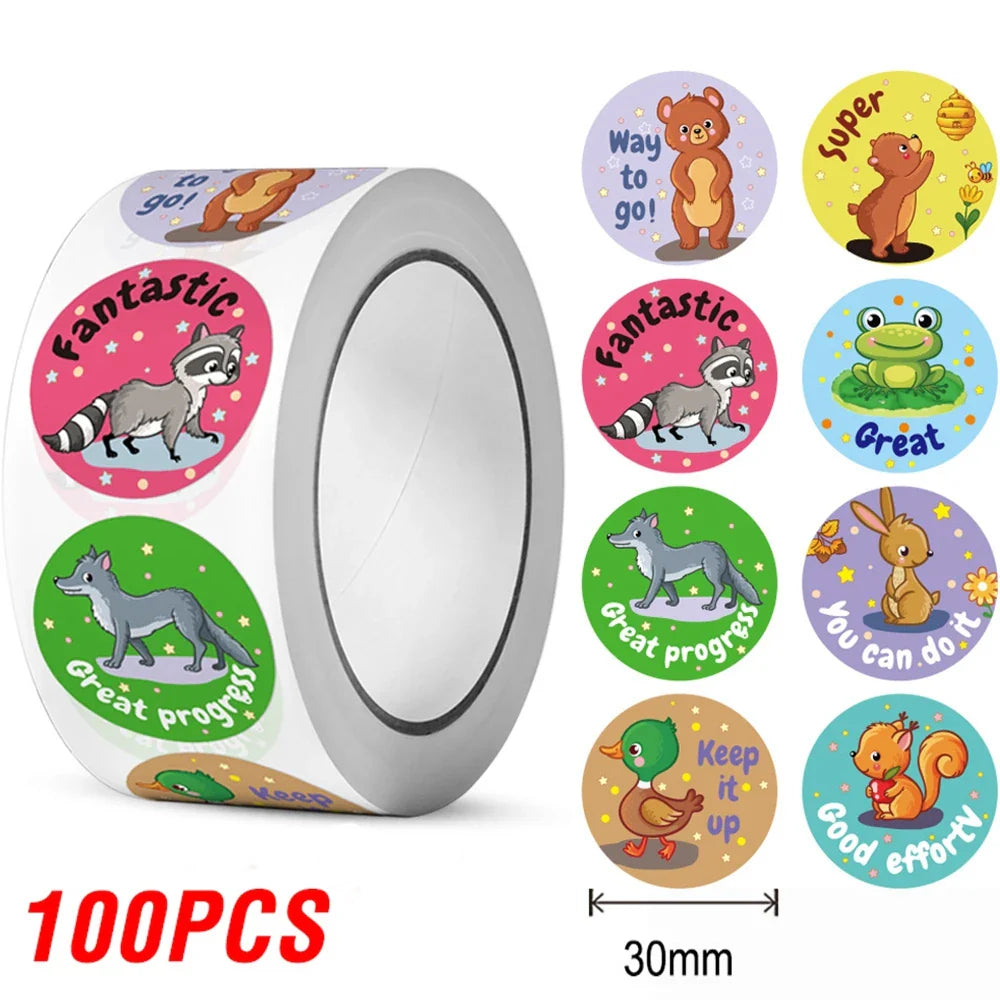 100-300pcs Animal Cartoon Stickers For Kids School Teacher Reward Stickers Classic Kids Toy Cute Stationery Supplies Label ﻿ (ONLINE ORDER ONLY)